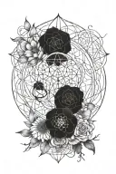 heretic principles incorporated with each other over a background of the flower of life tattoo design idea