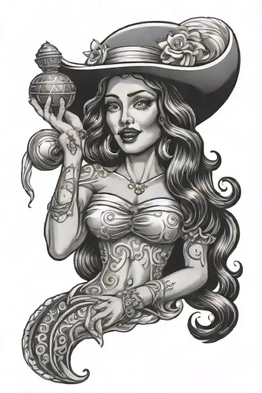 jesus in drag as pinup with maracas tattoo design idea