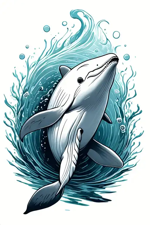 beluga whale swimming tattoo design idea