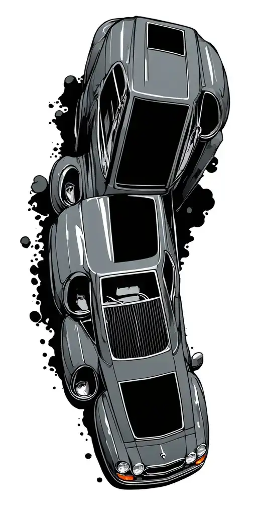 cars in a junkyard tattoo design idea