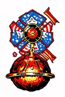 firefighter maltese cross with atom bomb tattoo design idea