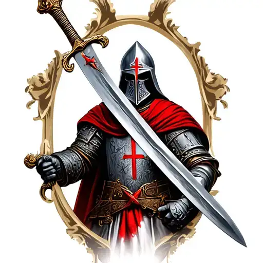 knight templar with a sword tattoo design idea
