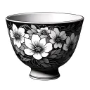 sake bowl with flower pattern tattoo design idea