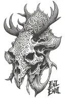 Evil Moose Skull Mysterious tattoo design idea