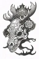 Evil Moose Skull Mysterious tattoo design idea
