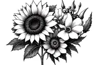 sunflower and hawthorn and gladiolus flower tattoo design idea