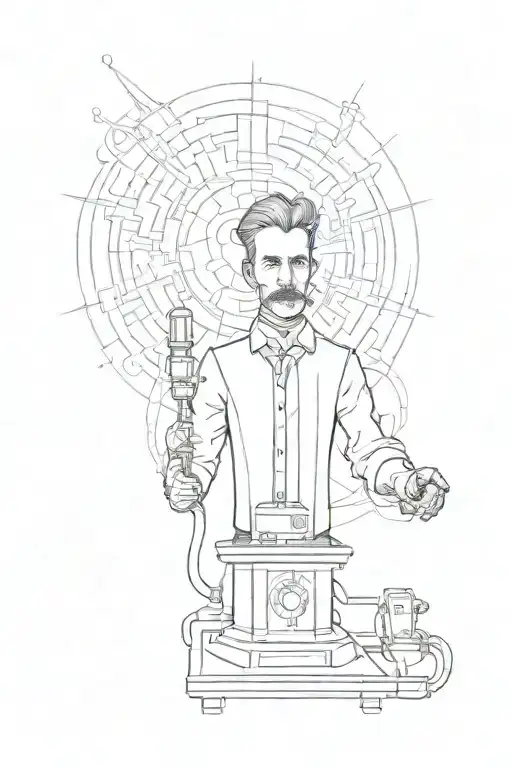 Nikola Tesla coils tattoo design idea