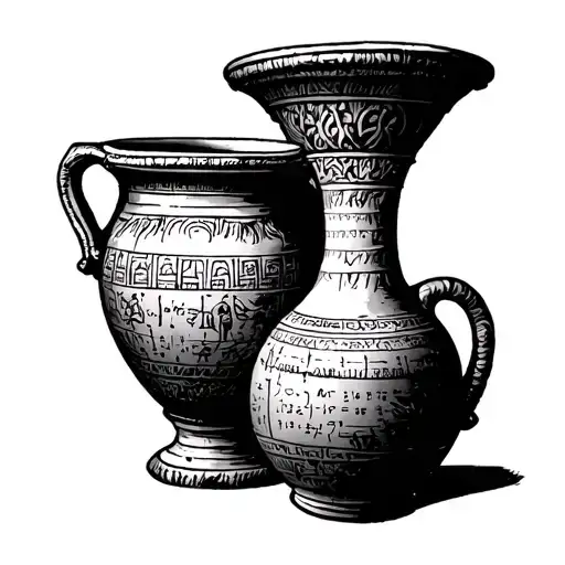 Greek pottery design inspired tattoo depicting some scene reñated to physics and math tattoo design idea