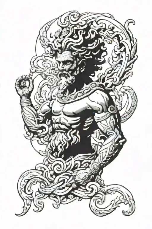neptune god realistic tattoo design idea