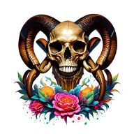 aries skull tattoo design idea