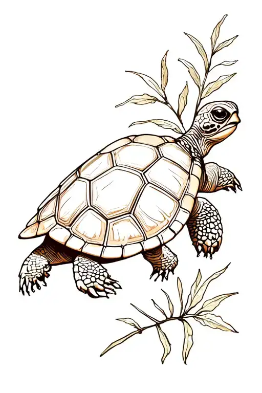 turtle and oil branch tattoo design idea