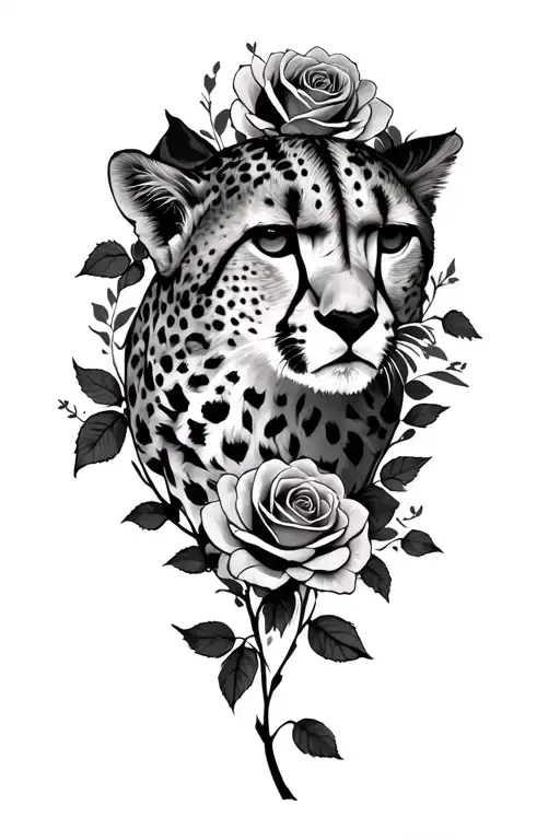 cheetah and roses tattoo design idea