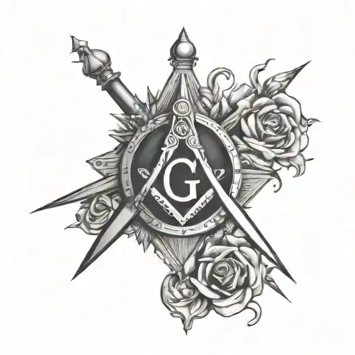 masonic square and compass tattoo design idea