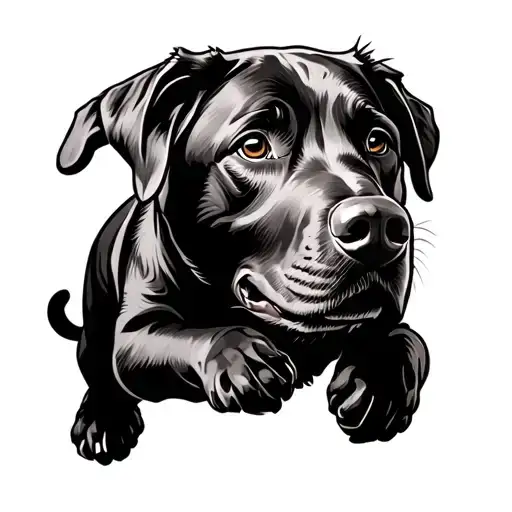 Labrador retriever running sideways tattoo design idea