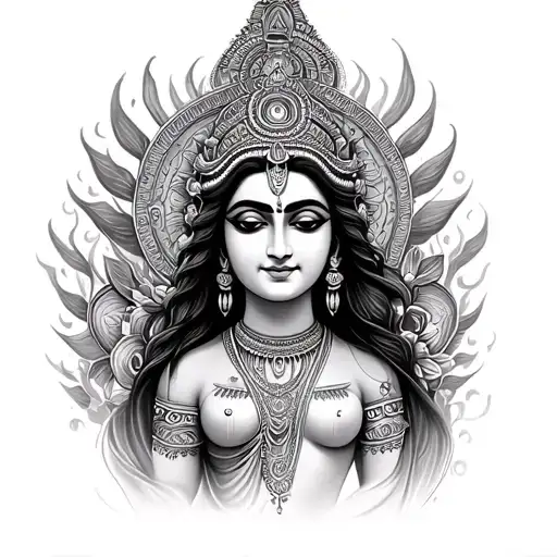 Hindu goddes with energy  tattoo design idea