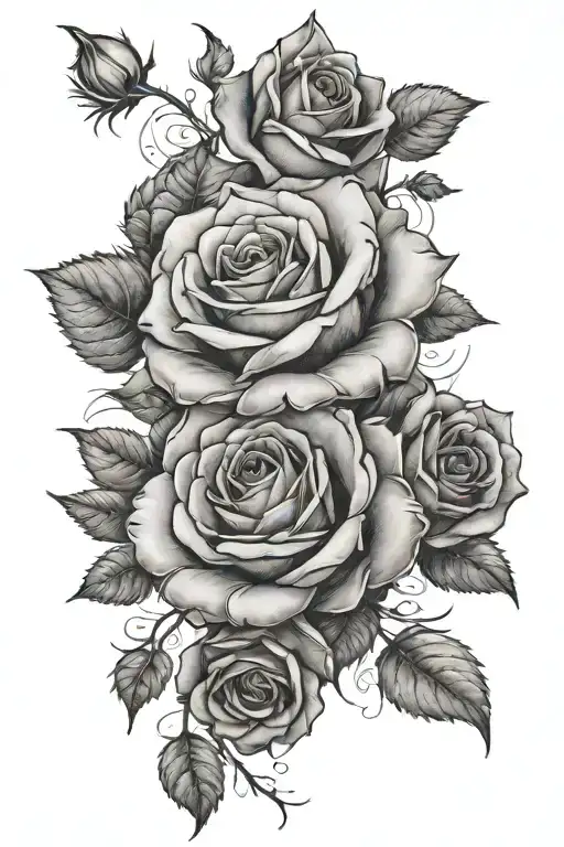 roses and winter landscape tattoo design idea