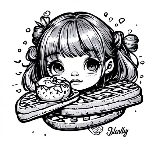 cute little waffle tattoo design idea