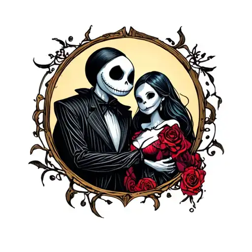 Jack Skellington with sally couples tattoo tattoo design idea