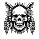 skulls, Indian, animals tattoo design idea
