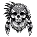 skulls, Indian, animals tattoo design idea