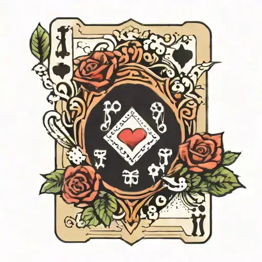 Roses and 3 Play Card Ace of Hearts tattoo design idea