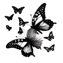 mini black butterflies tattoo design idea