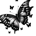 mini black butterflies tattoo design idea