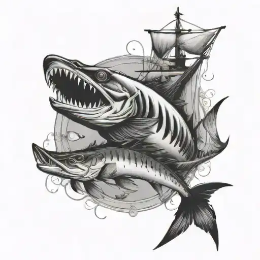 pirate barracuda tattoo design idea