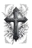 3d cross with his plan written down middle tattoo design idea