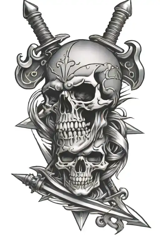 Skull and swords crossed tattoo design idea