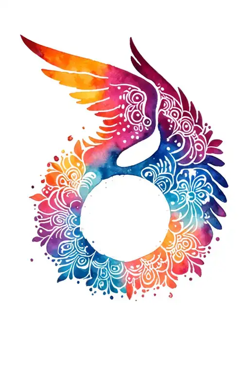 mandala henna style with large angel wings spread tattoo design idea