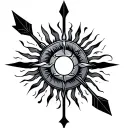 Karanan sun with arrow in tiny with deep meaning symbol tattoo design idea