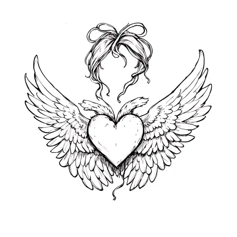 “Francky” Wings and heart showing loneliness tattoo design idea