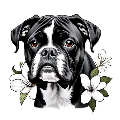 Boxer Dog and Fluer de lis tattoo design idea
