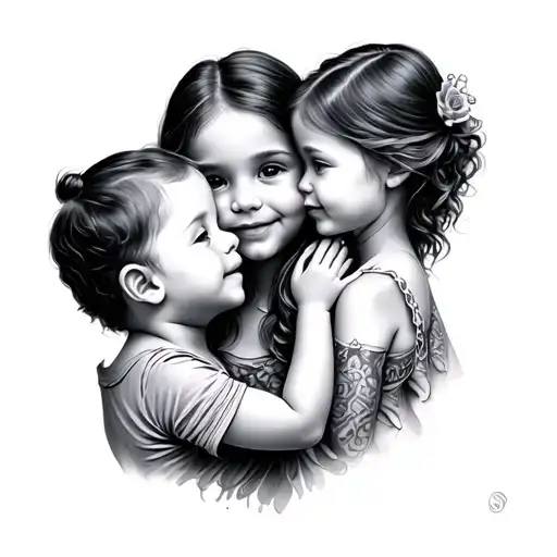 German for mom and 2 kids tattoo design idea