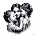 German for mom and 2 kids tattoo design idea