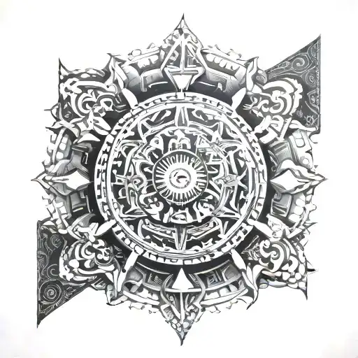 Aztec calendar with a modern twist tattoo design idea