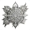 Aztec calendar with a modern twist tattoo design idea