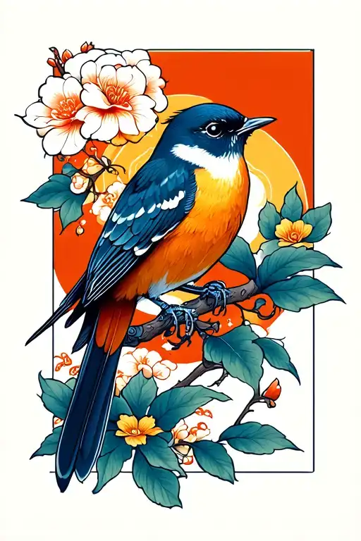 Robin Flying tattoo design idea