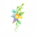 honeycomb and vine intertwined tattoo design idea