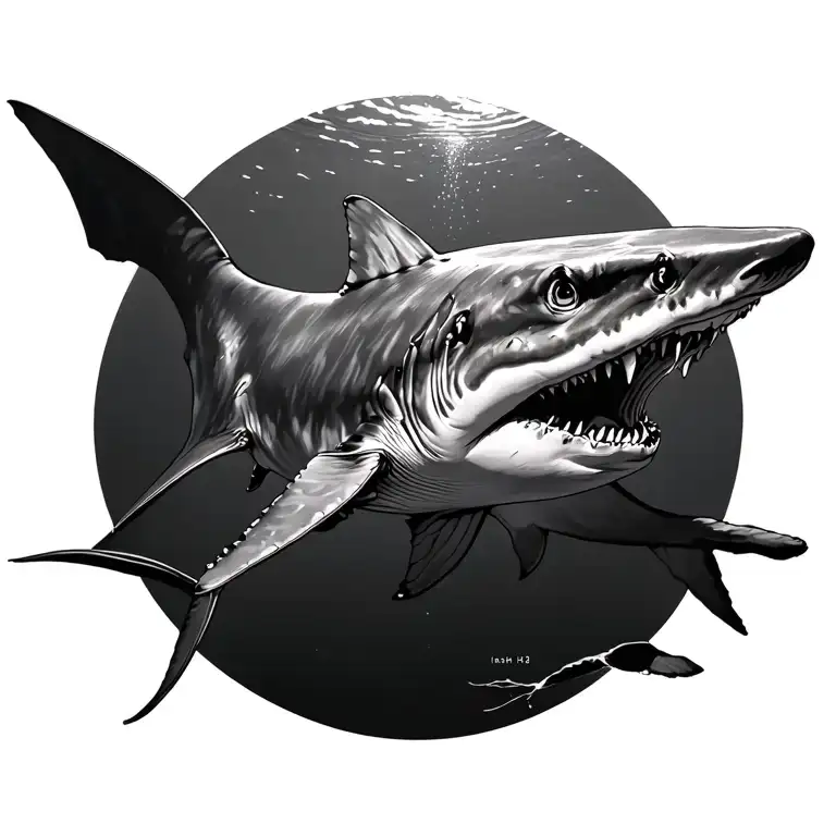whale shark, manta ray, isaiah 43:2 tattoo design idea