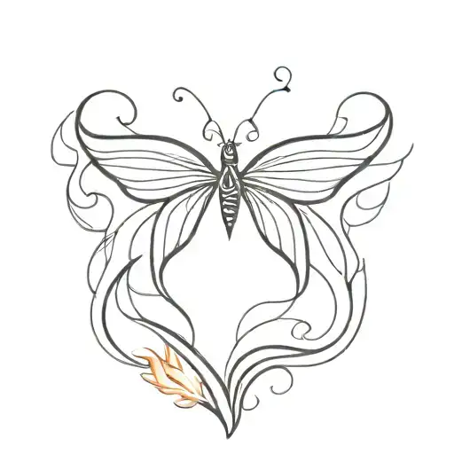 butterfly with tattoo wings on fire and evil tattoo design idea