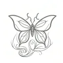 butterfly with tattoo wings on fire and evil tattoo design idea