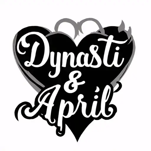 "Dynasti & April" name tattoo design hearts tattoo design idea