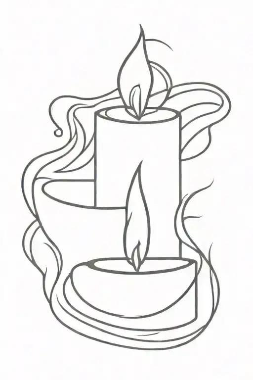 Candle with flame tattoo design idea