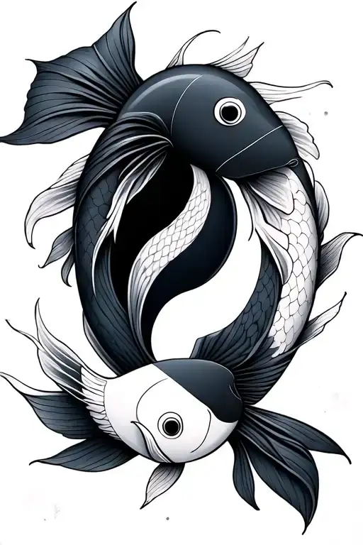 yin yang koi fish geometric design incorporating tattoo design idea