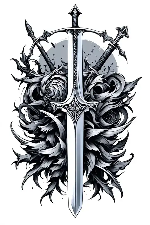 Fantasy Swords spears glaive broadsword tattoo design idea
