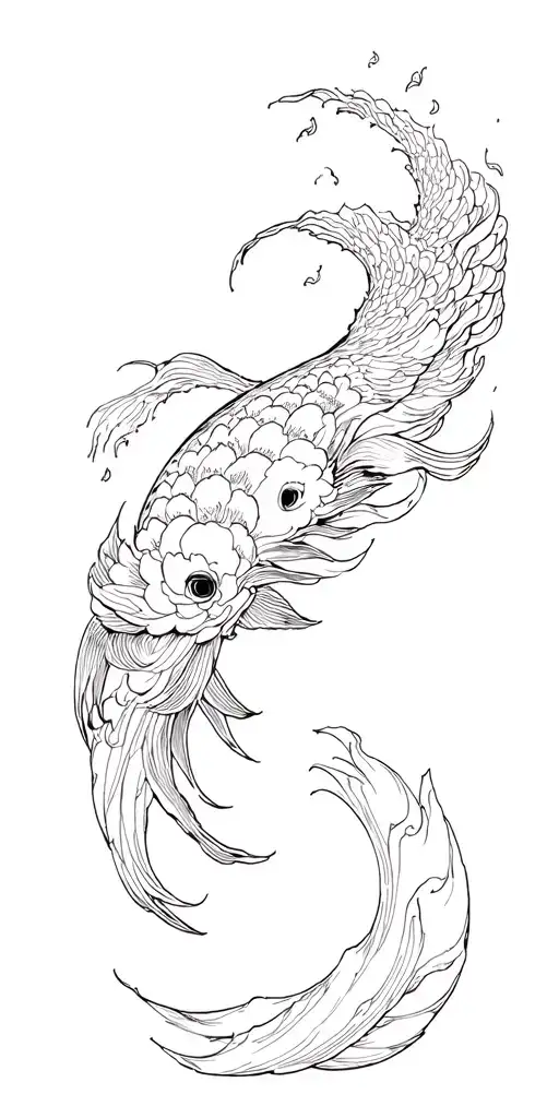 Sea and Japanese style tattoo design idea