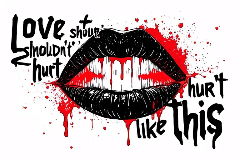 "Love shouldn’t hurt like this" "Love shouldn’t hurt like this" blood tattoo design idea