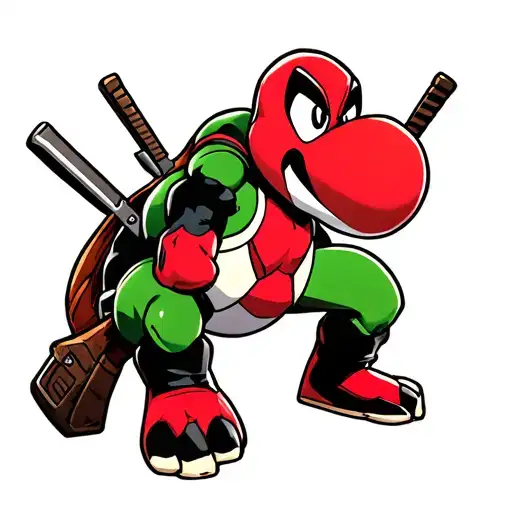 yoshi deadpool full color tattoo design idea